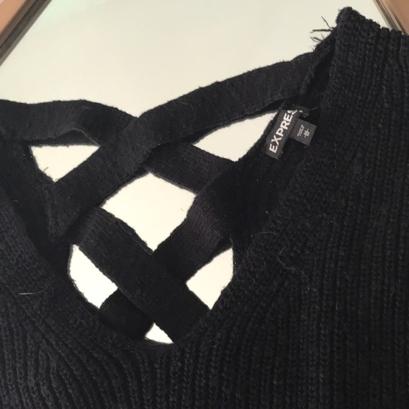 Black Crisscross Back Knit Sweater 